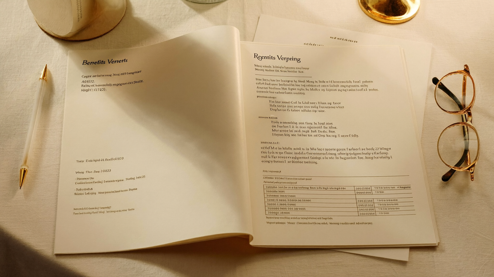 A benefits and coverage letter reviewed at a writing desk — the paperwork handled for you